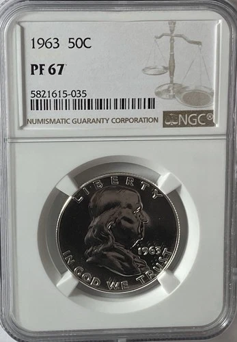 1963 50c Franklin Silver Proof Half Dollar Fifty Cents NGC PF67