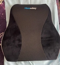 Niceeday Lumbar Back Support Chair Cushion Adjustable Straps Black EXCELLENT