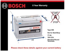 Battery fits VOLVO S60 C30 940 S70 XC70 V40 440 S40 XC60 850 Bosch 096