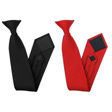 Men's Clip on Ties Pre-Tied Adjustable Neckties Solid Color Zipper 2 Black Red