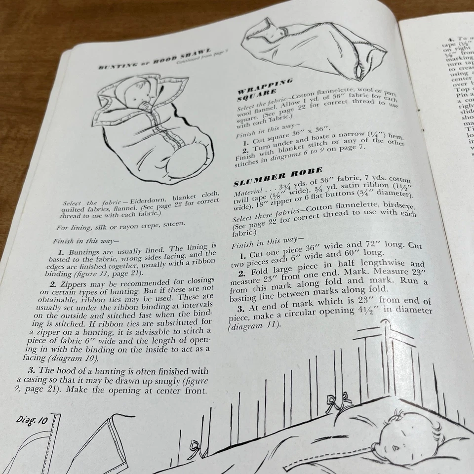 Libro de costura para bebés 1943 n.º. Carrete S-12 Cotton Co. Camisas Vestidos Baberos Gorras B5 Foto 4 de 4