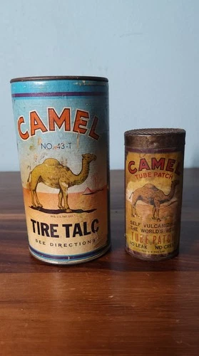 Camel Tire Patch & Tire Talic Vintage Tins (1946) Pre-owned