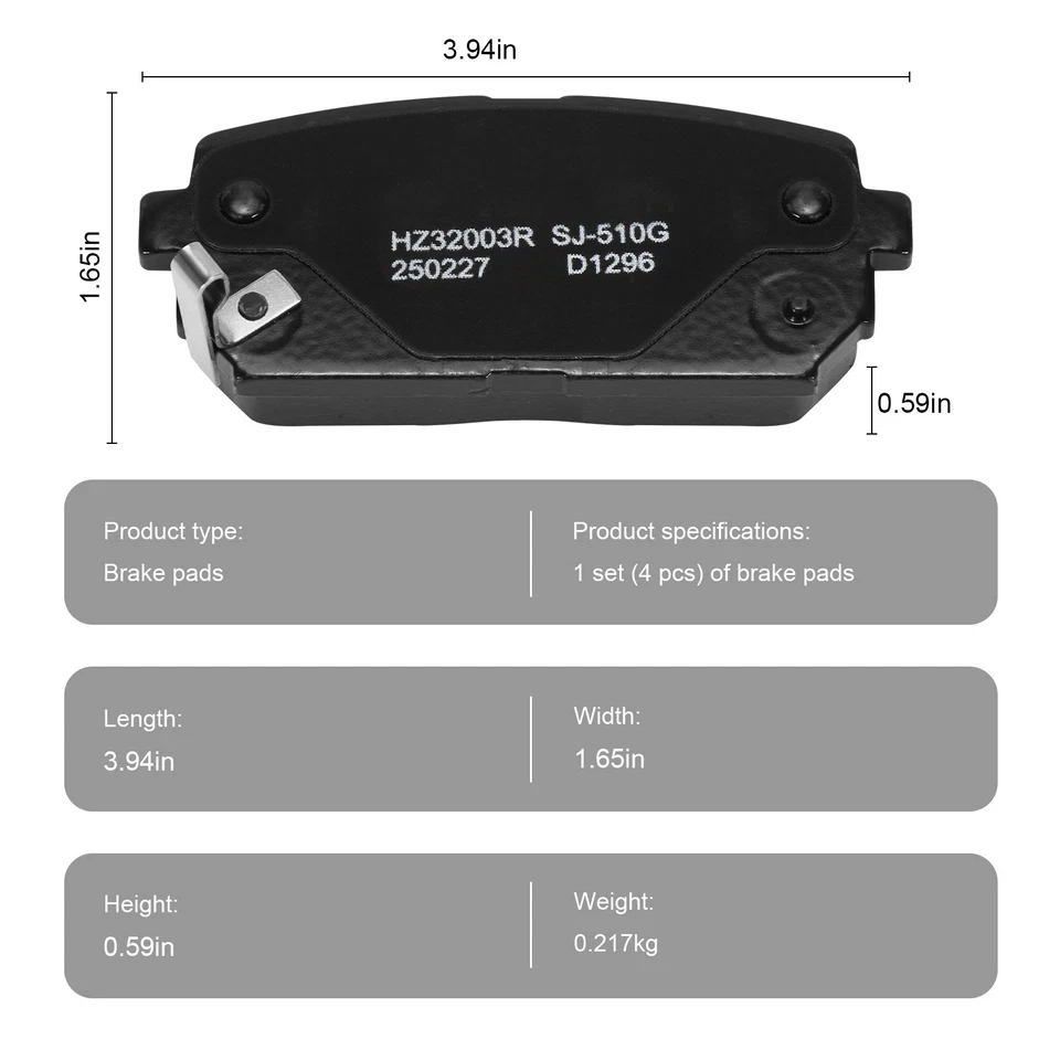 Pastillas de freno traseras de cerámica con herrajes para 2007 2008 2009 2010 2011 2012 Kia Rondo Foto 3 de 3