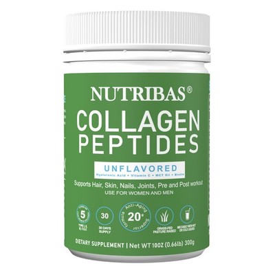 Multi Collagen Protein Powder + Hyaluronic Acid + Vit. C, Unflavored, 11 oz