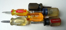 6 Stubby Short Shank Screwdriver LOT - Standard Flathead Slotted & Phillips