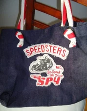 SPY OPTIC Tote Bag Speedster Womens Denim Reusable Unique Blue Shop Travel