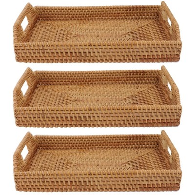  3 Pcs Rattan-Obstschale Café-Dessert-Tablett Fruchtdessertschale