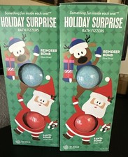 Lot Of 2 Da Bomb Bath Fizzers Reindeer Santa Bomb Large Bath Bombs