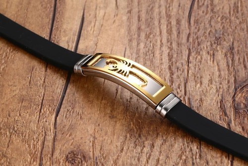 Bracciale 8 pollici silicone zodiaco scorpione scorpione braccialetto acciaio inox - Foto 10 di 20