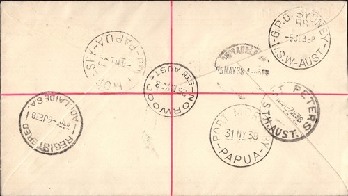 Cubierta de vuelo regular Australia-Papúa-Australia Norwood 1938, estampado trasero, en muy buena condición - Imagen 2 de 2