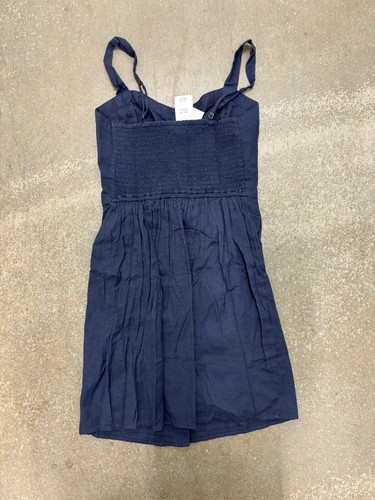Abercrombie & Fitch Button Up Cami Cotton Dress Navy Womens Small New - Picture 7 of 7
