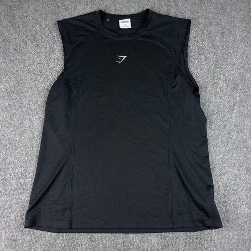Gymshark Tank Top Shirt Medium Black Athletic Sleeveless Training Workout Men's - Picture 2 of 9