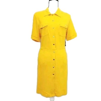 NEW/NEW YORK & CO/WOMEN/DRESS/TUNIC/SZ.LARGE/MUSTARD/KNEE LENGTH/GOLD SNAPS/