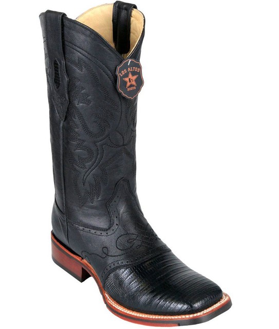 black lizard square toe boots