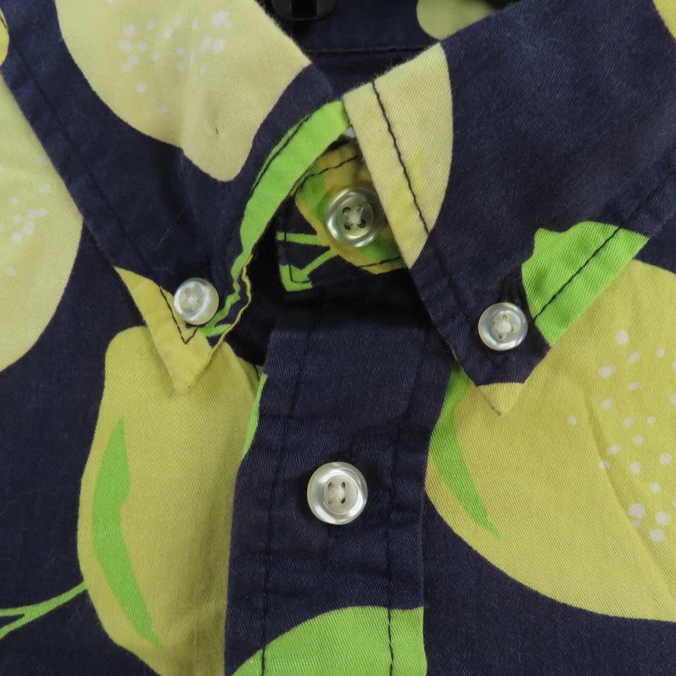 Camisa Southern Proper Para Hombre Mediana Azul Amarillo Hawaiana Manga Corta Abotonada Foto 3 de 4