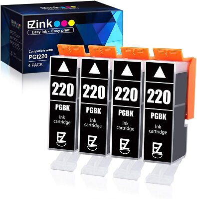 Lot de 4 cartouches d'encre compatibles pour imprimante Canon PGI-220 PGI220