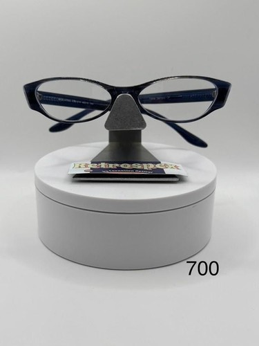 Vintage Y2K Eyeglasses | NOS | Mini Cat Eye Style | Blue Frame | Clear Lens - Picture 3 of 10