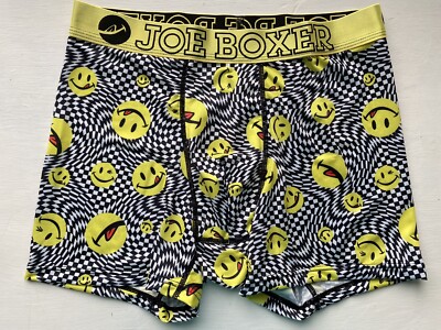 Joe Boxer Briefs Smiley Face Emoji Psychodelic Black White Mens S Small New  NWT