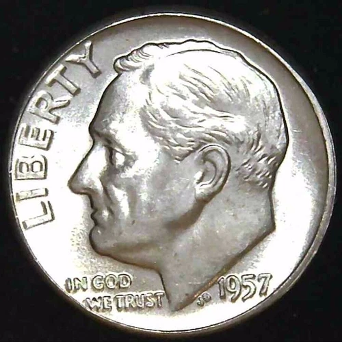1957-P 10C Roosevelt Dime BU 90% Silver 24lrr0123-3