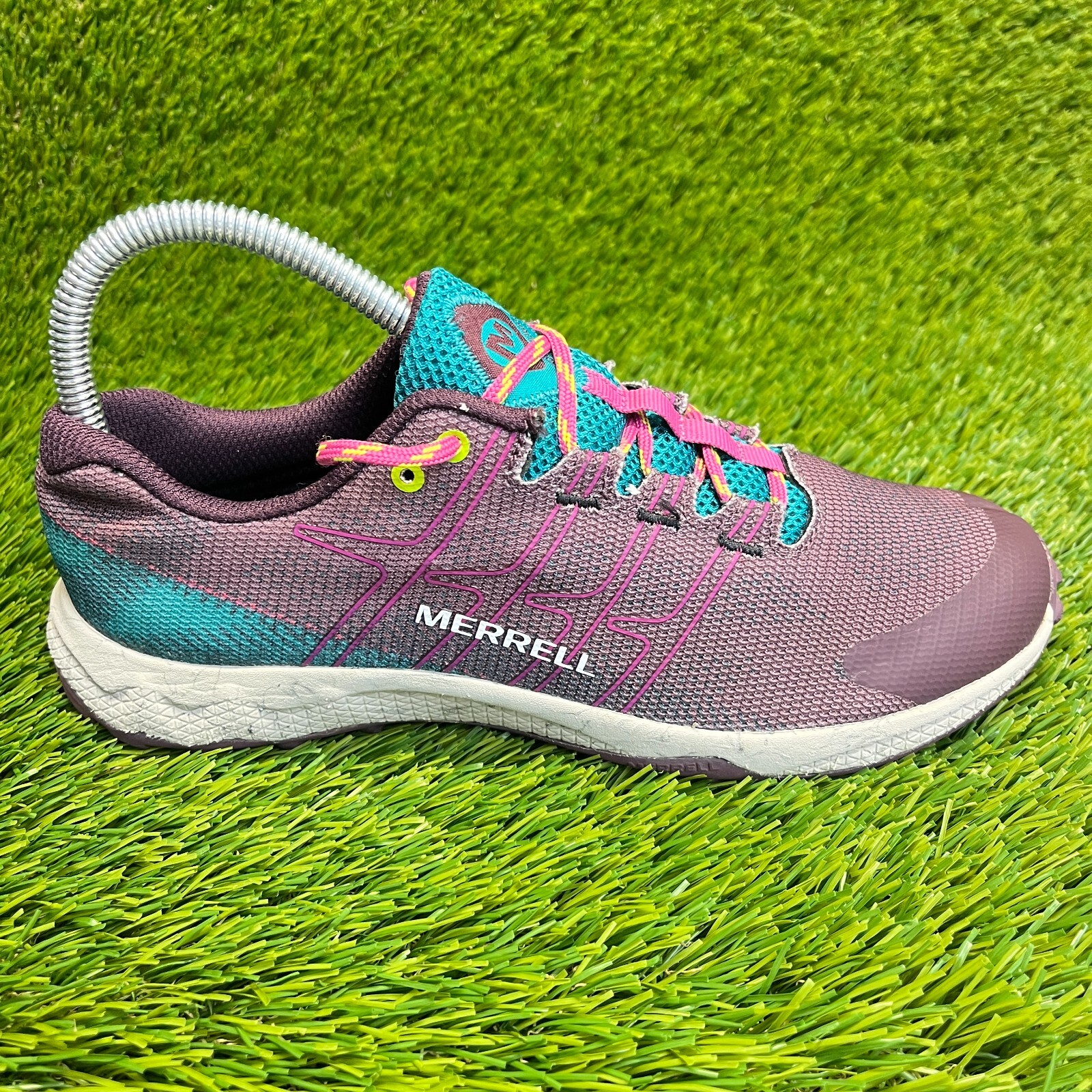 Scarpe da ginnastica Merrell Moab Flight basse ragazzo taglia 5Y viola blu corsa escursionismo