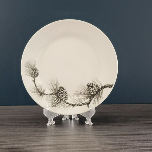 Cabela's Pinecone Salad Plate Rustic Black Brown Evergreen Pattern Discontinued