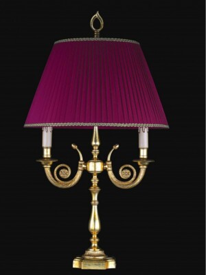 Tischleuchte Flambeau Messing Blatt Gold Und Lampenschirm