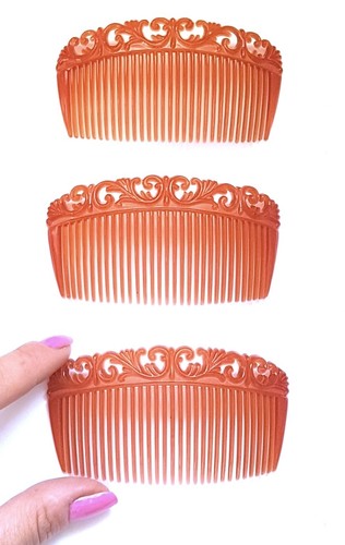 UK Haarkämme Ornamentfigur gebogene Seitenrutschen Faszinator Kunststoff Sidecomb x 3 - Bild 6 von 18