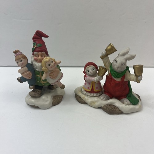 Fitz & Floyd HOLIDAY HAMLET Ceramic Bell Choir Bunny & Doll Makers