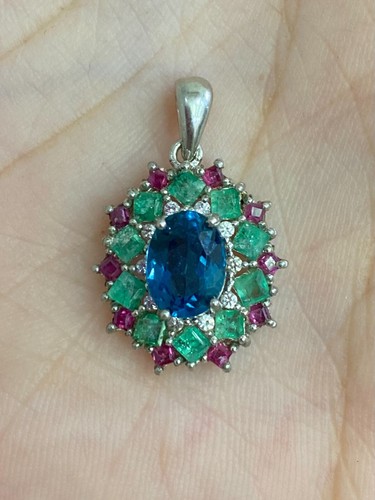 NATURAL LONDON TOPAZ 6X8 EMERALD RUBY STERLING SILVER 925 RING EARRING PENDENTS - 第 7/14 張圖片