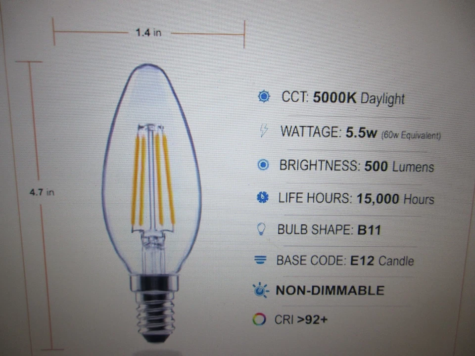 Feit Electric 60-Watt Equivalent B11 Glass Filament Contractor Pro Pack - 96PK - Image 2 of 4