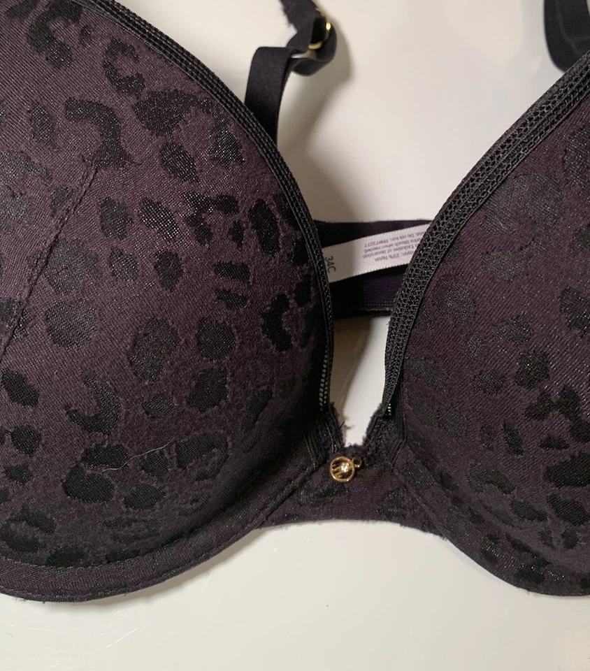 Sujetador Mujer Jennifer Lopez Intimates 34C Negro Y Púrpura Oscuro Con Estampado Animal Foto 4 de 4