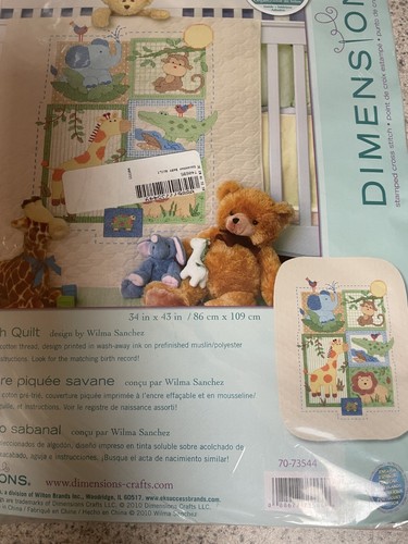 Dimensions Savannah Quilt Kit Stamped Cross Stitch Baby Sealed Bag 34" x 43"