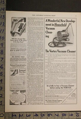 1909 VORTEX ELECTRIC VACUUM CLEANER FLOOR BOSTON HOUSEHOLD HOME DECOR AD [[SKU]