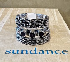 NWT Sundance Catalog Silver  Amethyst Amor Rings  Set Of 3 Size 7 168