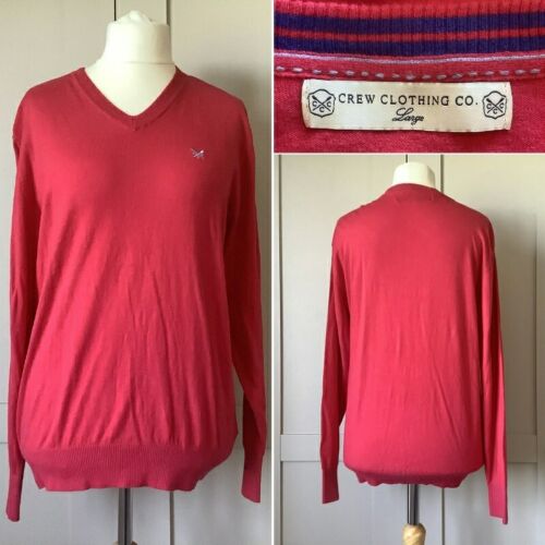Crew Clothing Coral Red Cotton/Wool Lightweight Sweater Jumper Large (UK14-16) - Picture 1 of 10