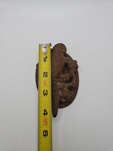 Antique Hubley Heavy Cast Iron Tropical Parrot Macaw Door Knocker - Picture 5 of 5
