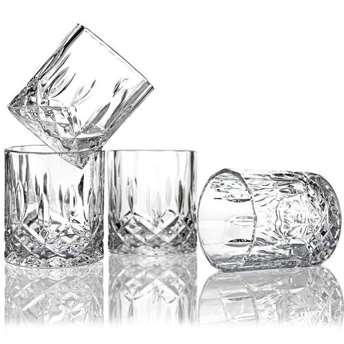 Italian Premium Old Fashioned Crystal Whiskey Glass Set 6, 320 ML