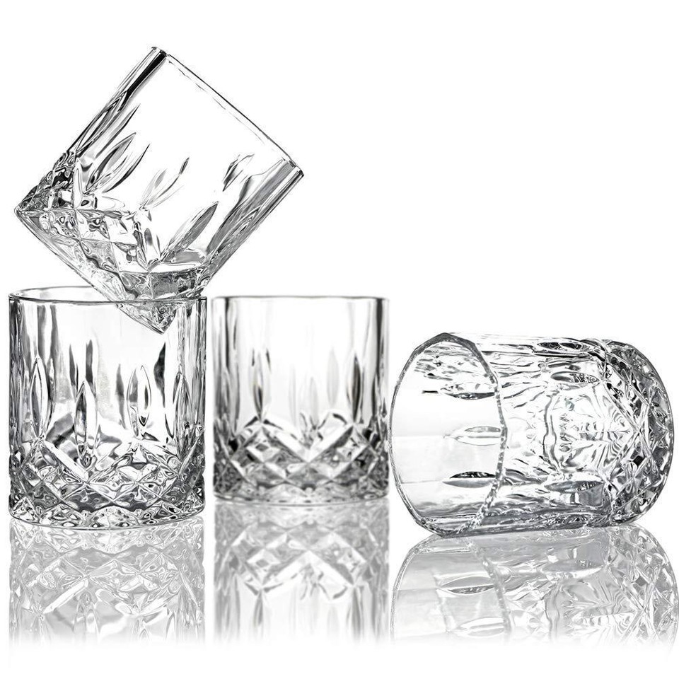 Italian Premium Old Fashioned Crystal Whiskey Glass Set 6, 320 ML