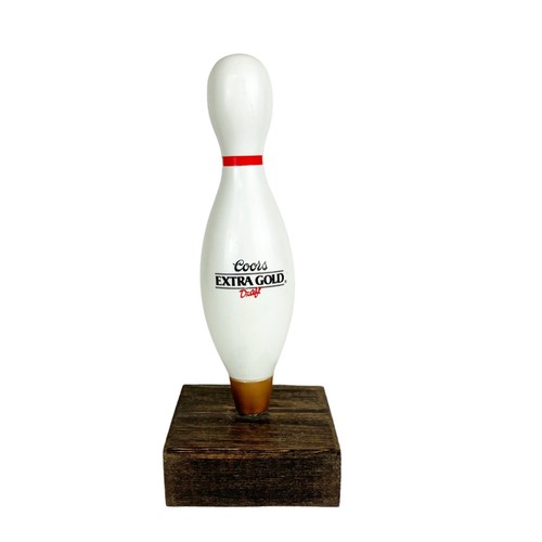 Vintage COORS EXTRA GOLD Draft Bowling Pin Plastic Beer Tap Handle White RARE