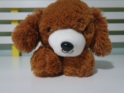 DOG PLUSH TOY KMART ADOPTION PET PLUSH 32CM LONG WHITE AND BROWN ANKO