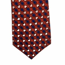 Men  s Vintage Tie 60  s 70  s Heart  Flower Patterned Red, White Blue