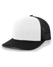 Pacific Headwear 104C Trucker Snapback Hat White/Black Adjustable NWT
