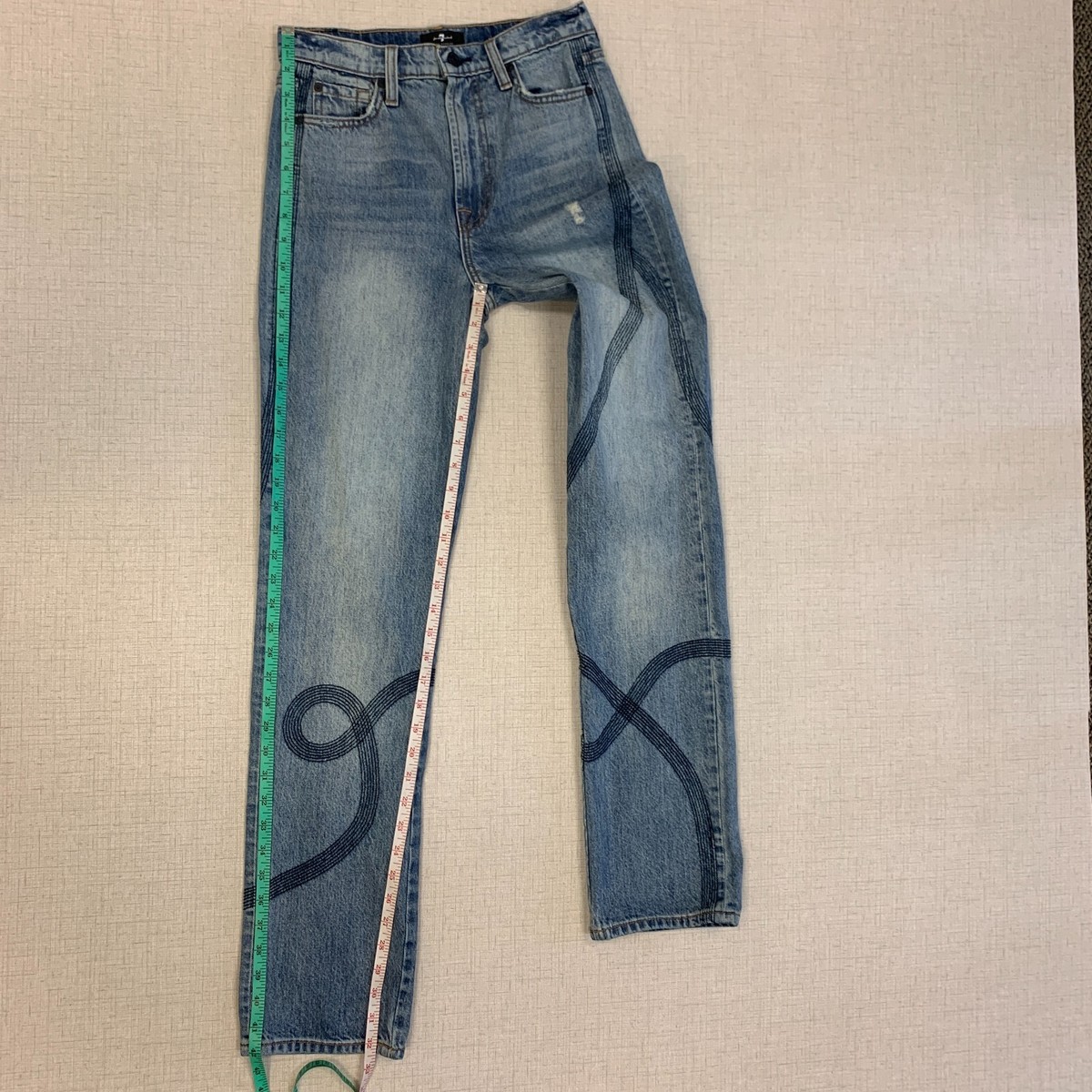 7 For All Mankind High Waist Straight Jeans Womens 25 Denim