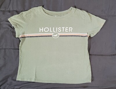 Hollister T-Shirt Women's SMALL Black Cropped Short Sleeve