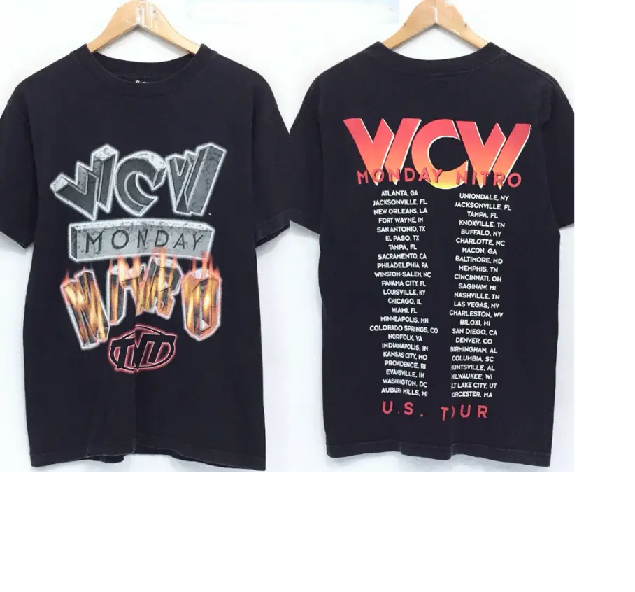 Rare!!! Vintage 90's WCW Monday Nitro USA Tour T-shirt World Championship Wrest