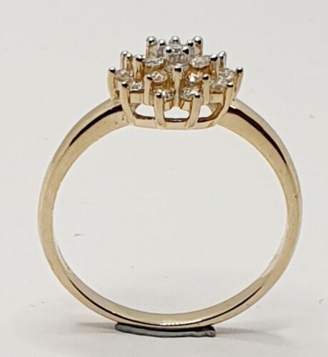 9ct Diamond Cluster Half Carat Dome Ring 375 Yellow Gold Size O Hallmarked - Picture 3 of 21
