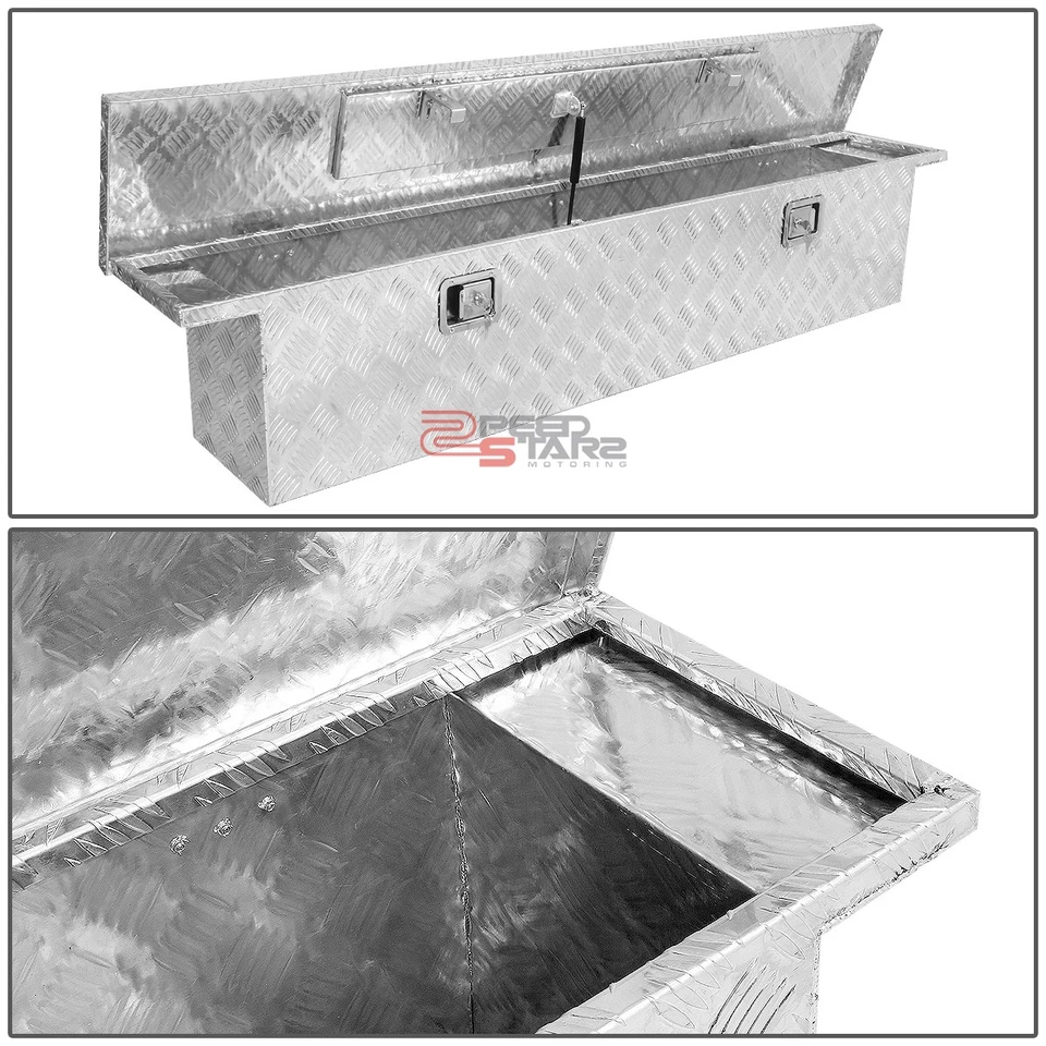 69"ALUMINUM PICKUP TRUCK TRUNK CROSS BED TOOL BOX CROSSBED TRAILER STORAGE+LOCK - Image 2 of 4