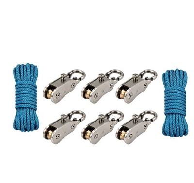 Rope Rollers 6 Pack Paracord Tent Guy Line Adjusters Size 1, Blue and Silver