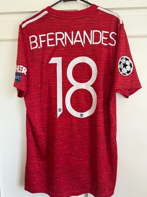 2020-2021 B Fernandes 18 Manchester United Home Football Shirt Large CL /61639
