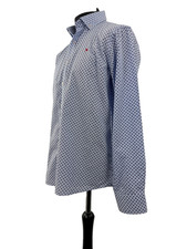 Morrison 1971 Formal Shirt dress pattern L cotton 42 in blue Made in Spain Mens